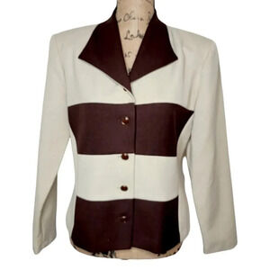 HELENE BLAKE Women's Striped Color Block Lightweight Suit Jacket Blazer Size 8